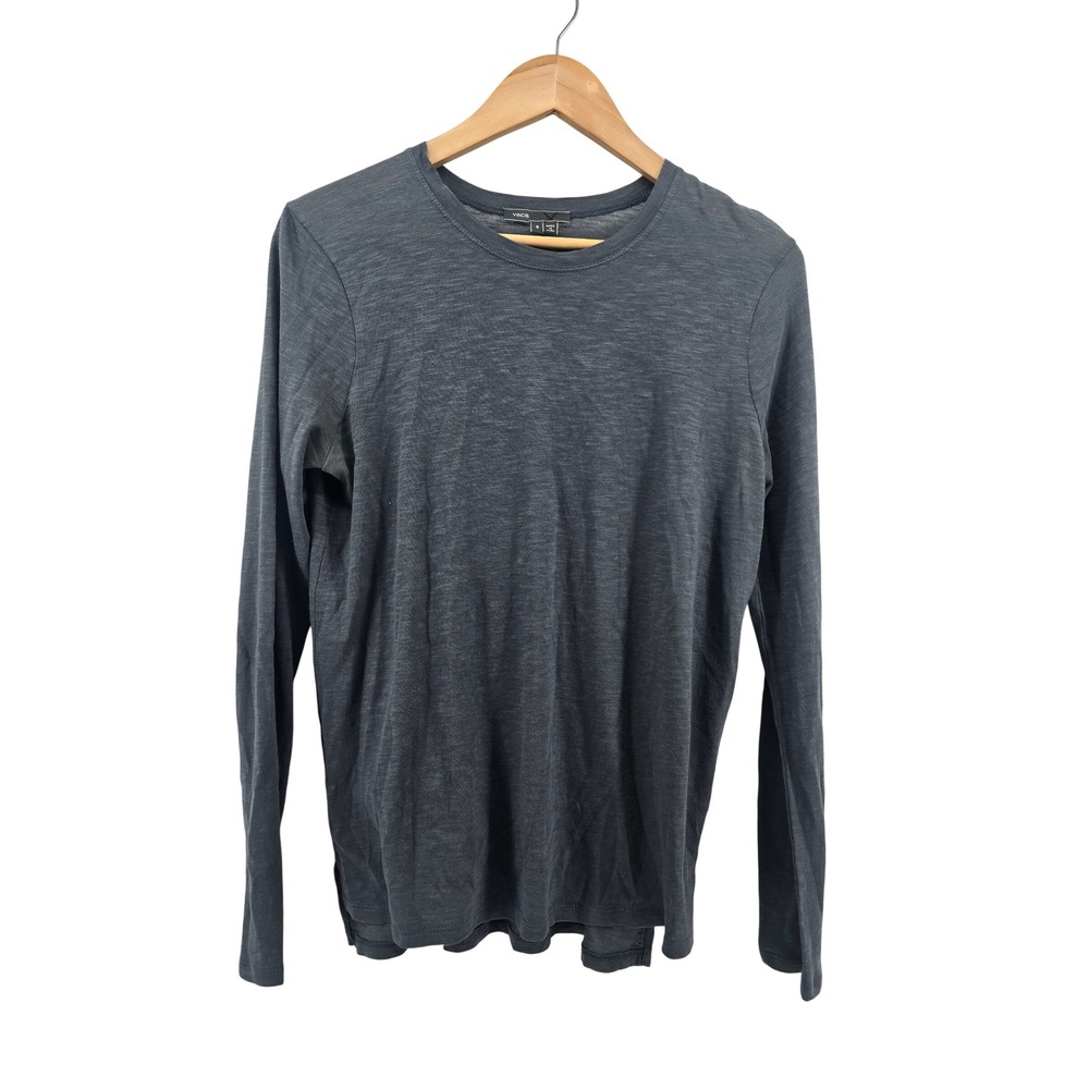 Vince T-Shirt Womens S Slub Knit Long Sleeve Blue Gray Crew Neck EUC